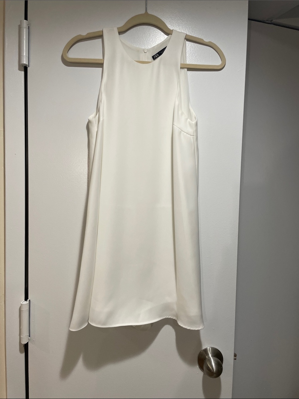 Zara Cream Sleeveless A-Line Mini Dress